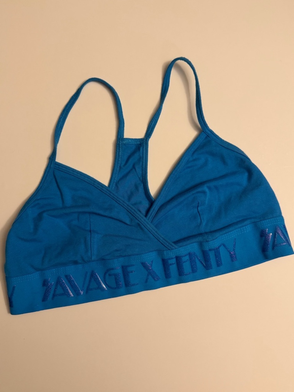 Savage X Fenty Blue Cotton Essentials Crossover Bralette - Medium